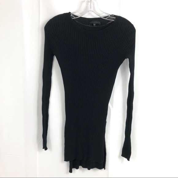Sanctuary Sweaters - Sanctuary Ribbed Black Hi Low Tunic Sweater S